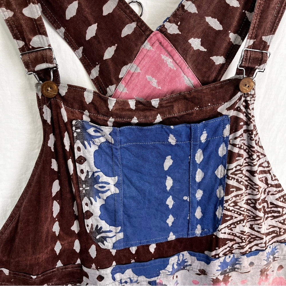 Batik Patchwork Shortalls Medium Large Colorful C… - image 4